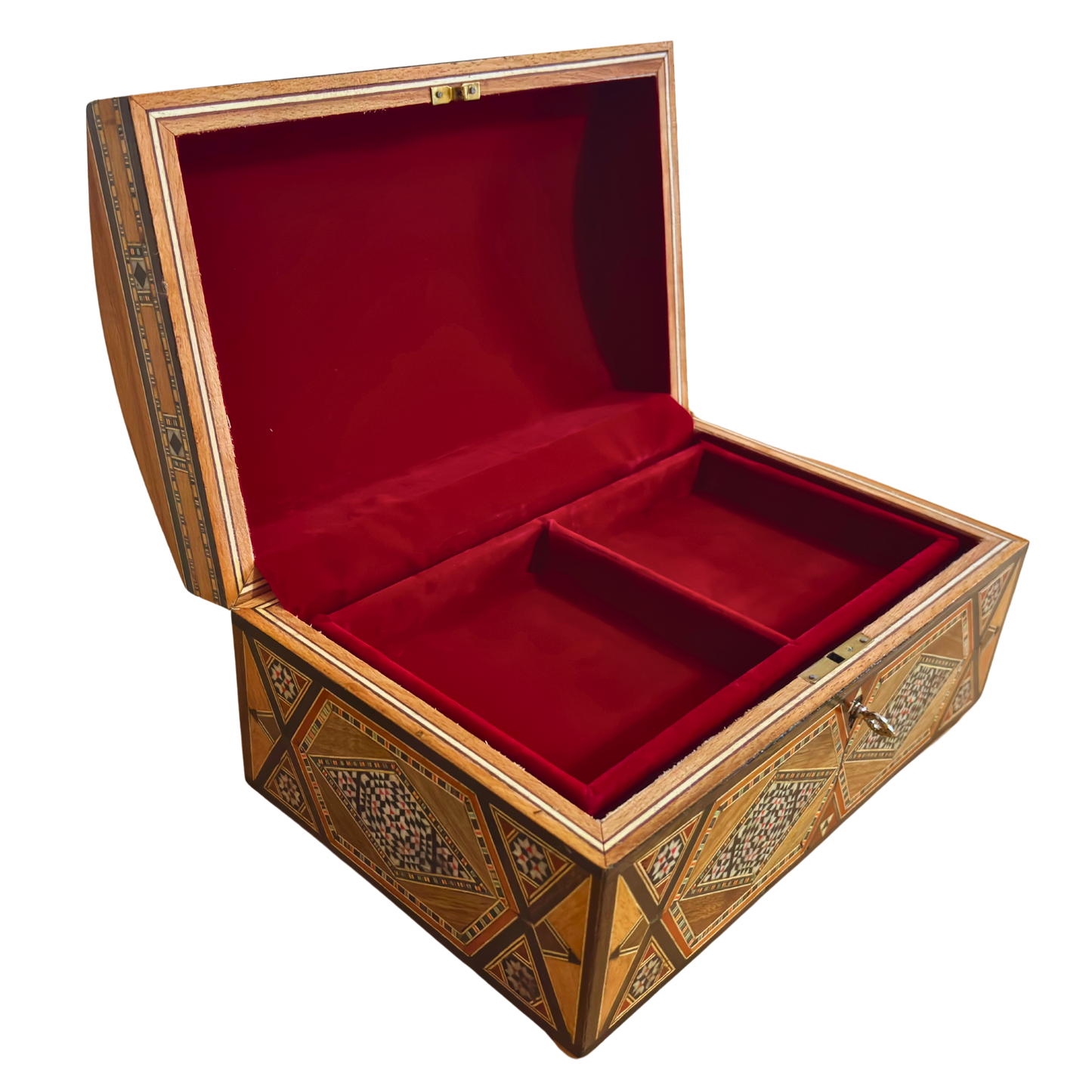 Vintage 1970 Damascene Mosaic Box – Multilevel with Lock and Key | One-of-a-Kind