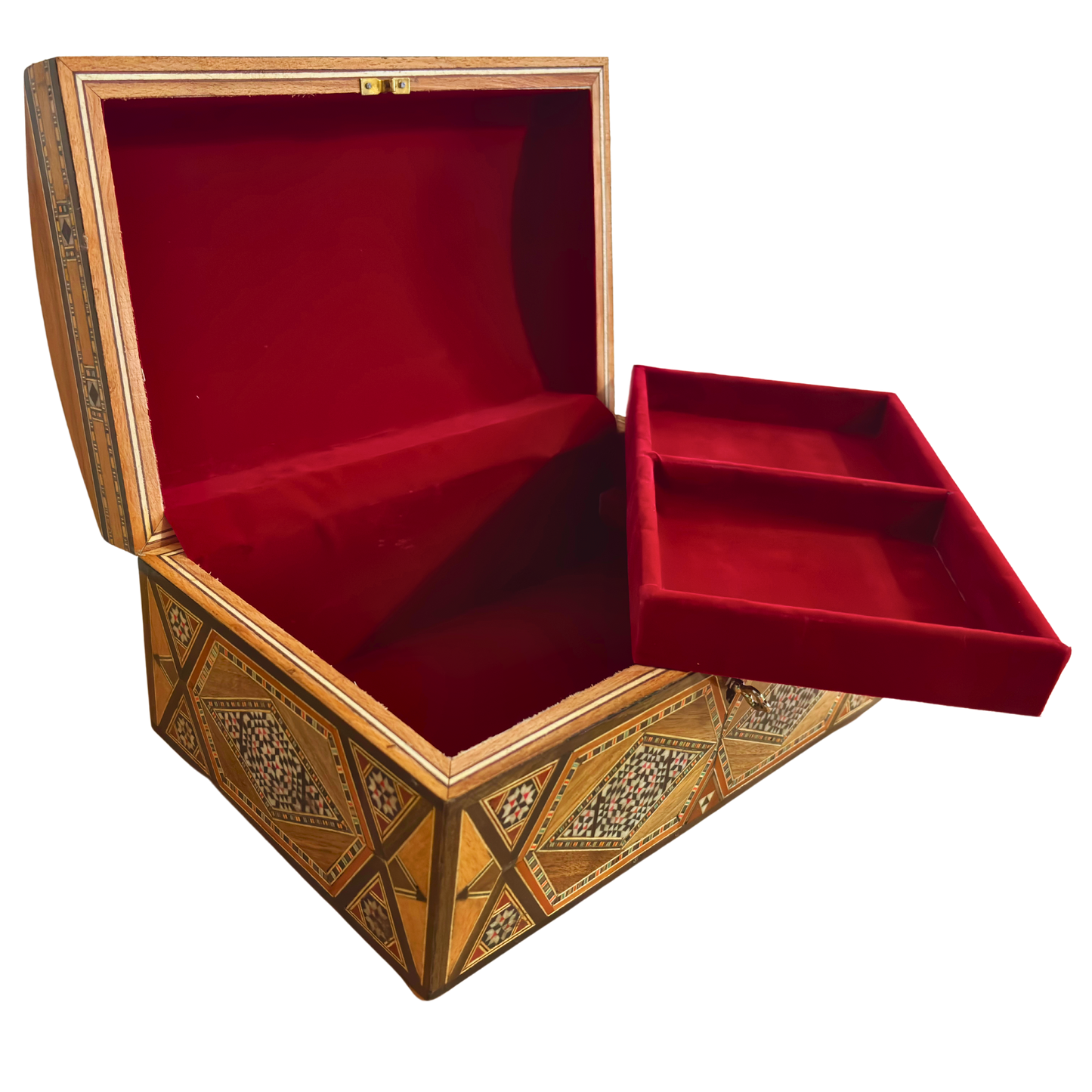 Vintage 1970 Damascene Mosaic Box – Multilevel with Lock and Key | One-of-a-Kind