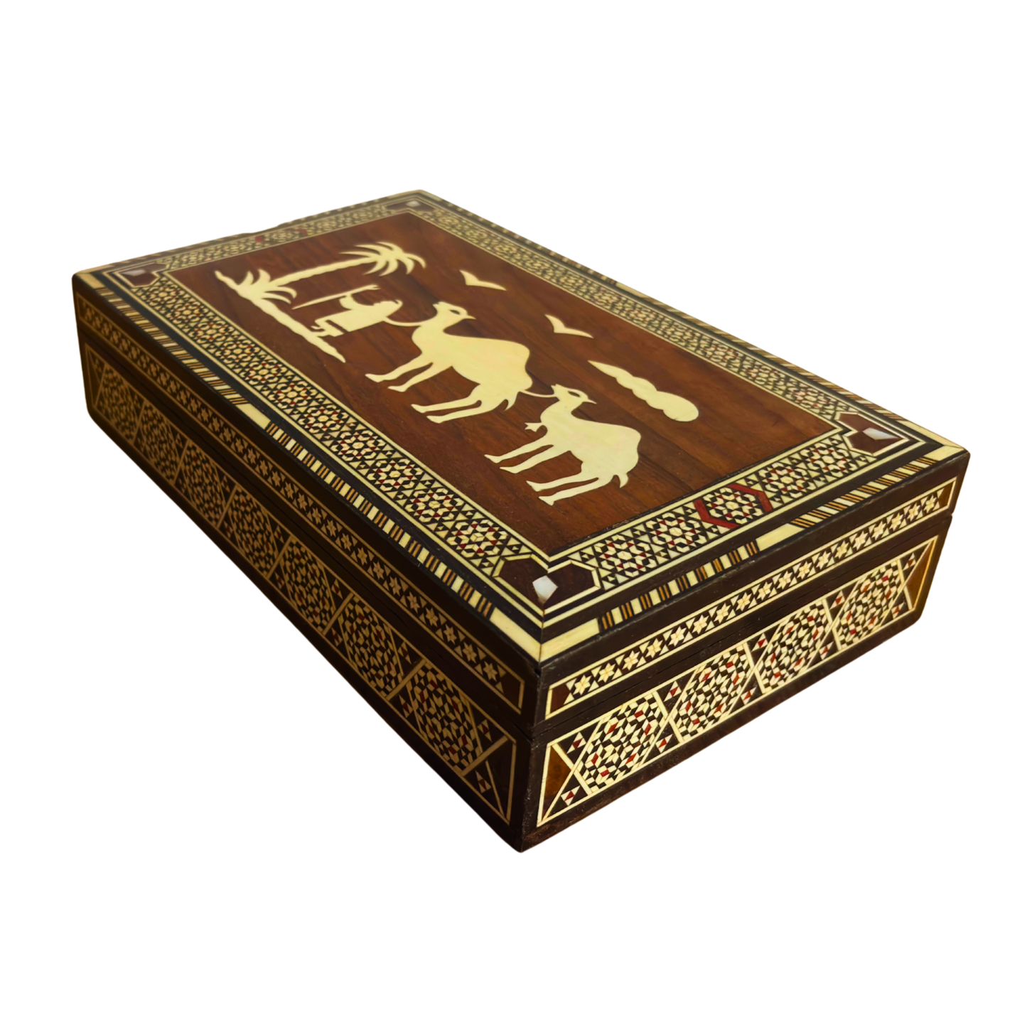 Vintage 1970 Damascene Mosaic Box with Camels - Only One On Stock-