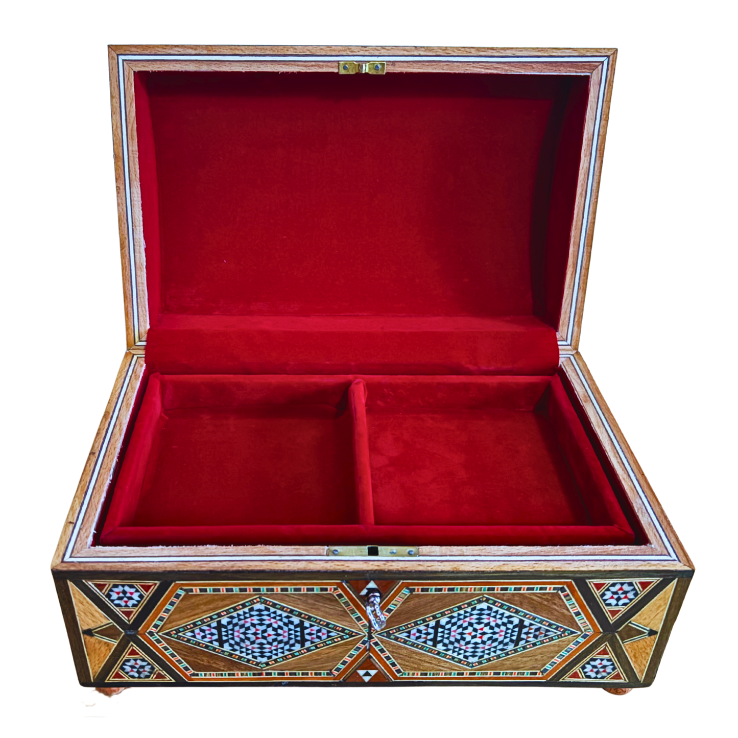 Vintage 1970 Damascene Mosaic Box – Multilevel with Lock and Key | One-of-a-Kind