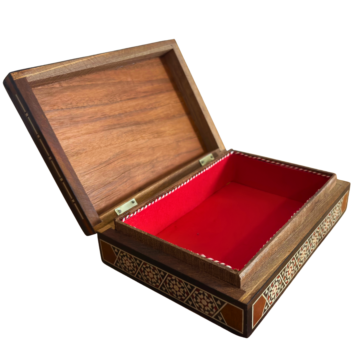 Scatola vintage damascata degli anni ’70, design cammello, scatola artigianale siriana per ricordi