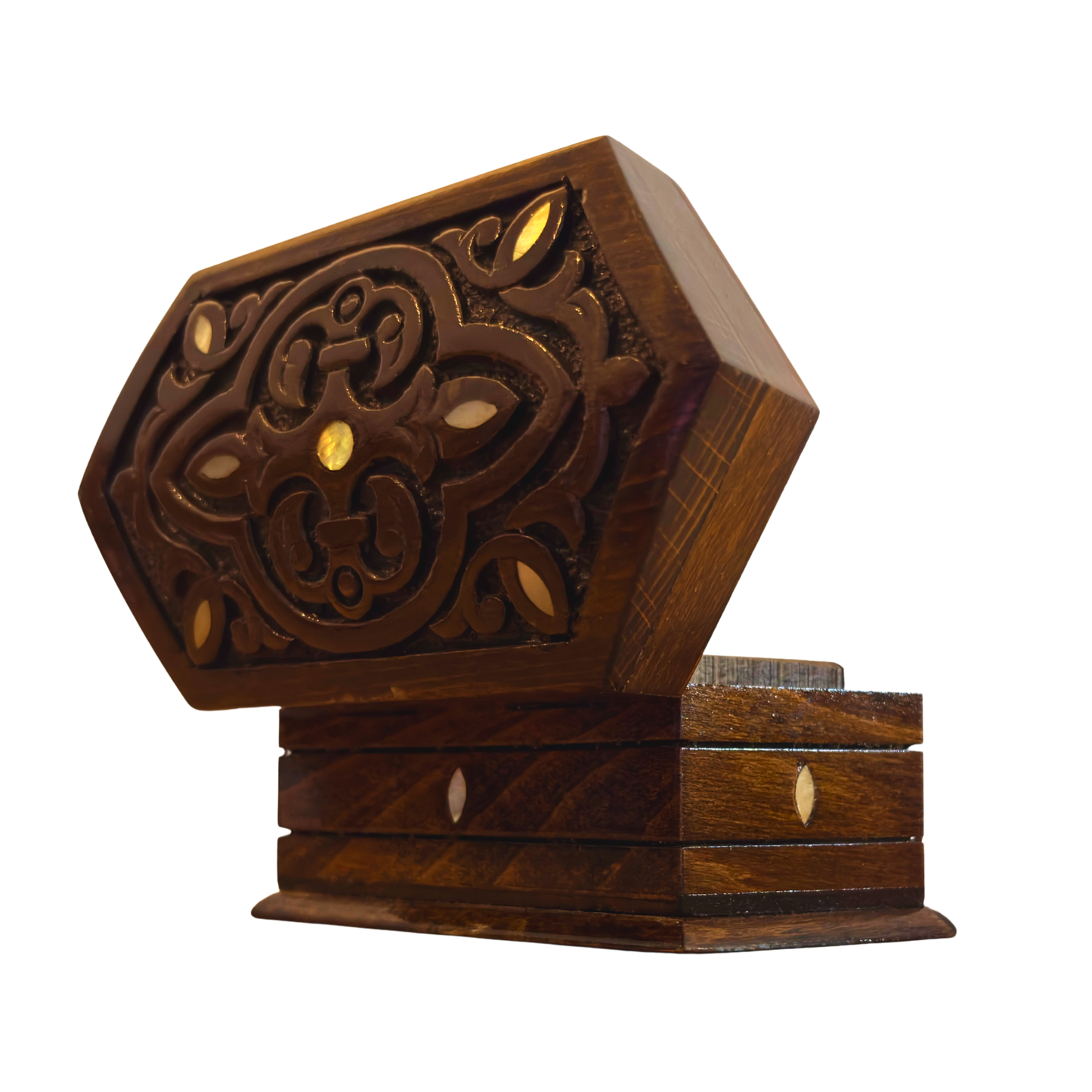 Luxury Beechwood Mosaic Box – Hand-Carved with Mother of Pearl & Velvet