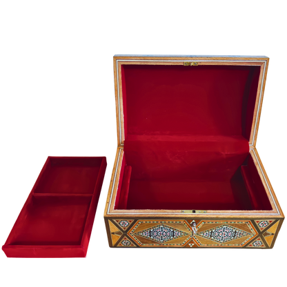 Vintage 1970 Damascene Mosaic Box – Multilevel with Lock and Key | One-of-a-Kind