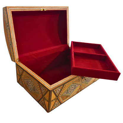 Vintage 1970 Damascene Mosaic Box – Multilevel with Lock and Key | One-of-a-Kind