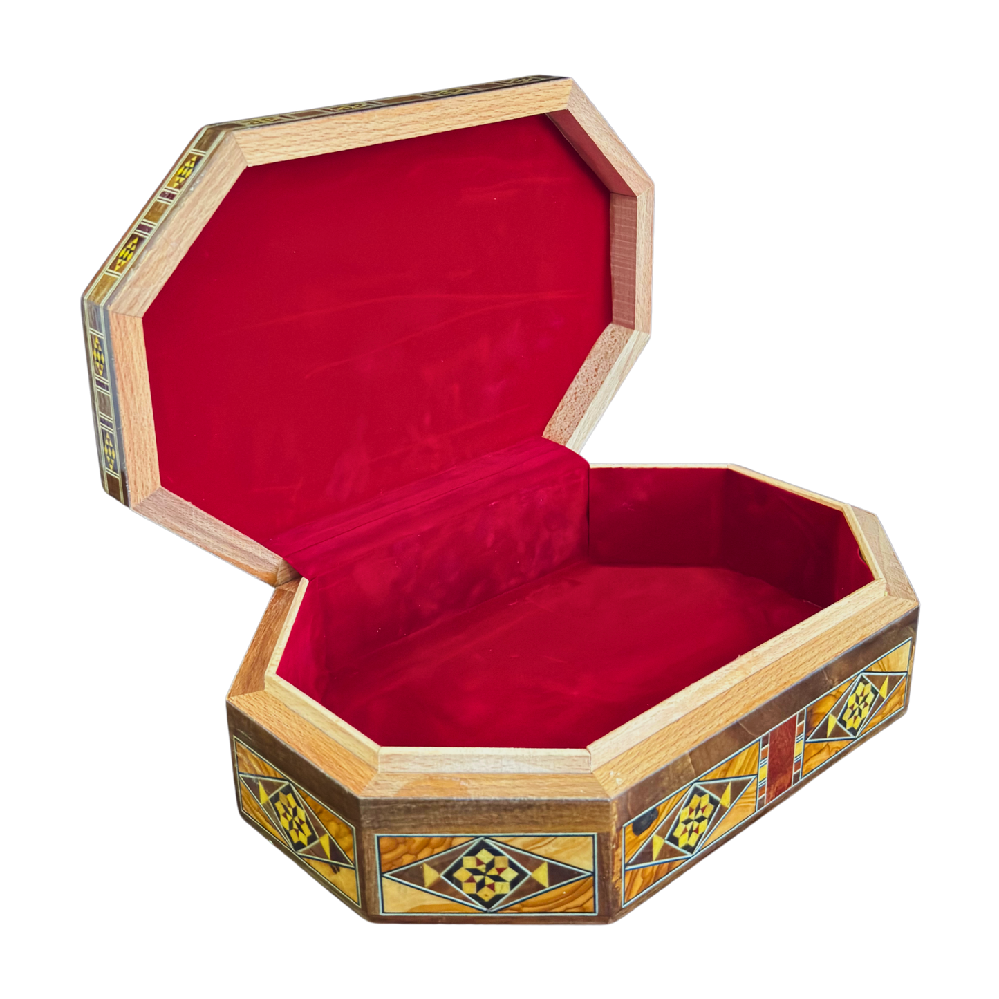Handcrafted Damascene Mosaic Box – Mother of Pearl & Velvet Elegance