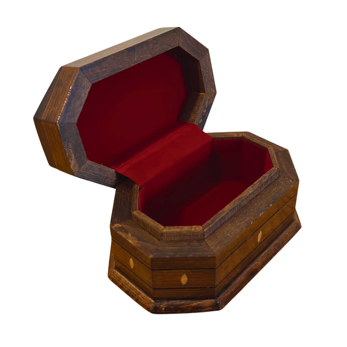 Hand-Carved Beechwood Box with Mother of Pearl Inlay – Walnut Finish Elegance