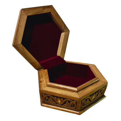 Handcrafted Luxury Carved Box – Mother of Pearl & Velvet Elegance