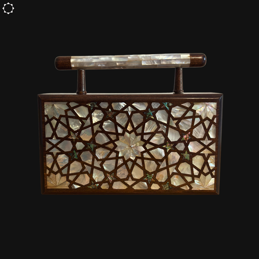 La Stella Celeste – Pochette Damaschina in Noce con Madreperla Intarsiata