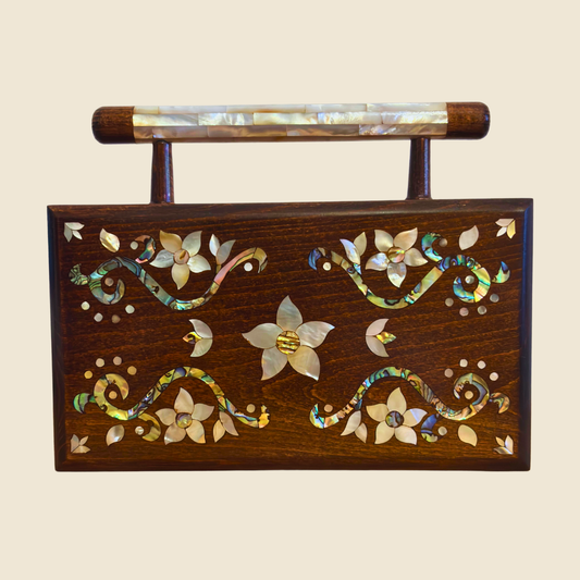 Sham – Pochette Damasquine de Luxe avec Nacre Florale & Brocart
