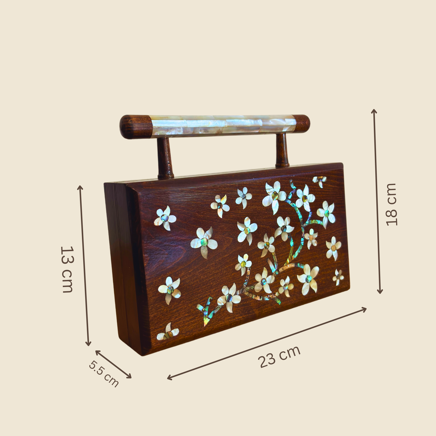 Yasmine – Luxury Damascene Clutch with Mother of Pearl Inlay & Brocade Interior