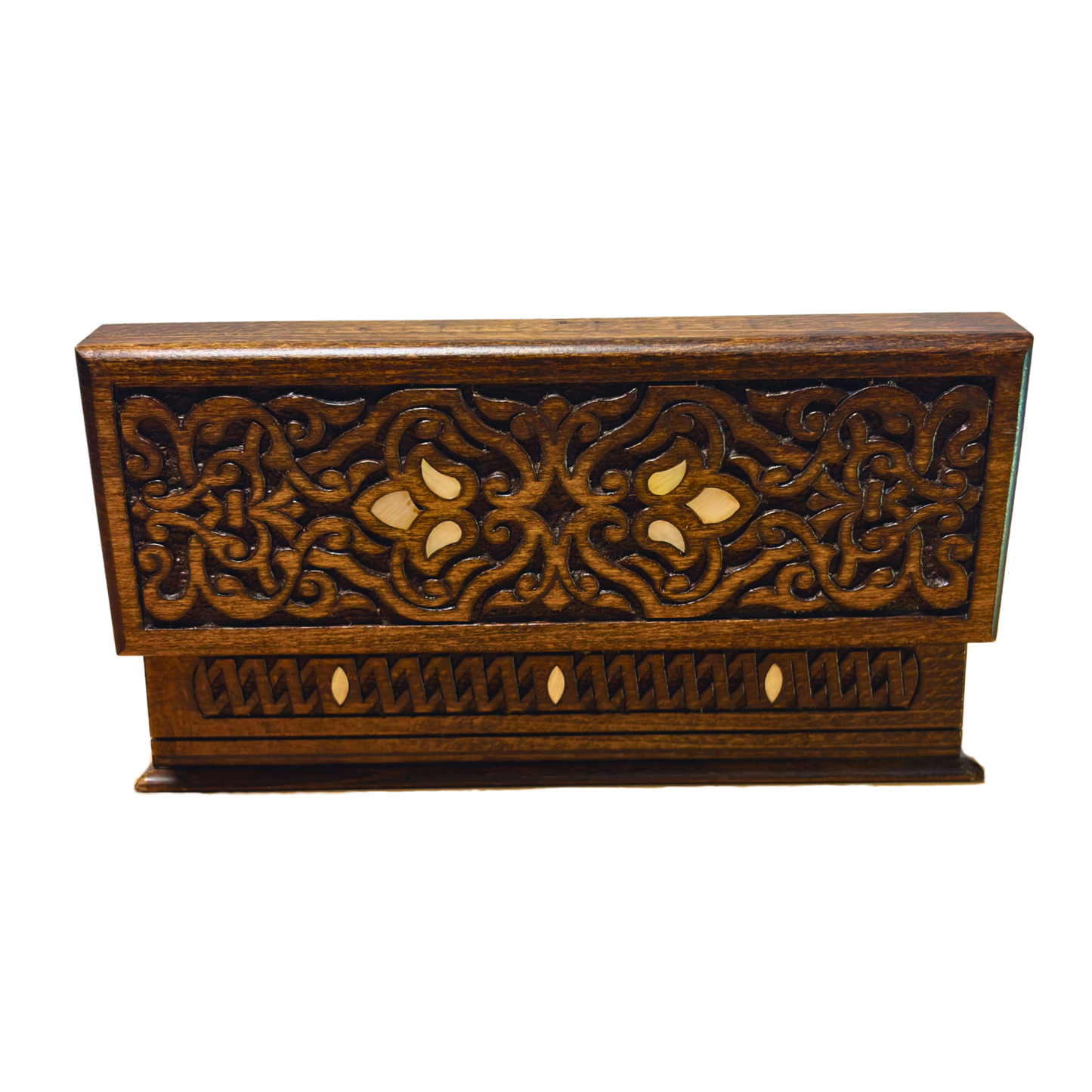 Handcrafted Luxury Carved Box – Mother of Pearl & Velvet Elegance