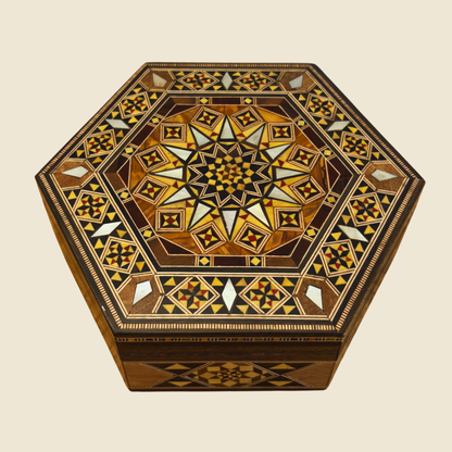 Handgemaakte Damascene-Mozaïekdoos – Parelmoer & Fluweelelegantie