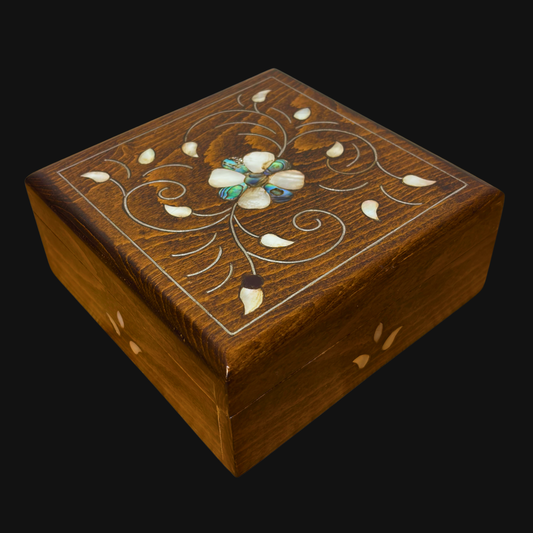 Handcrafted Damascene Luxury Box – Mother of Pearl & Velvet Elegance