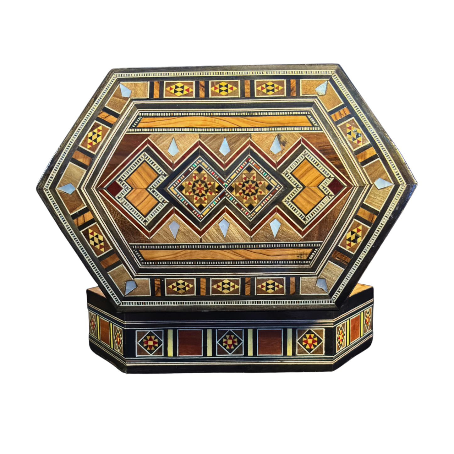 Handgemaakte Damascene Mozaïekdoos – Parelmoer & Fluweel