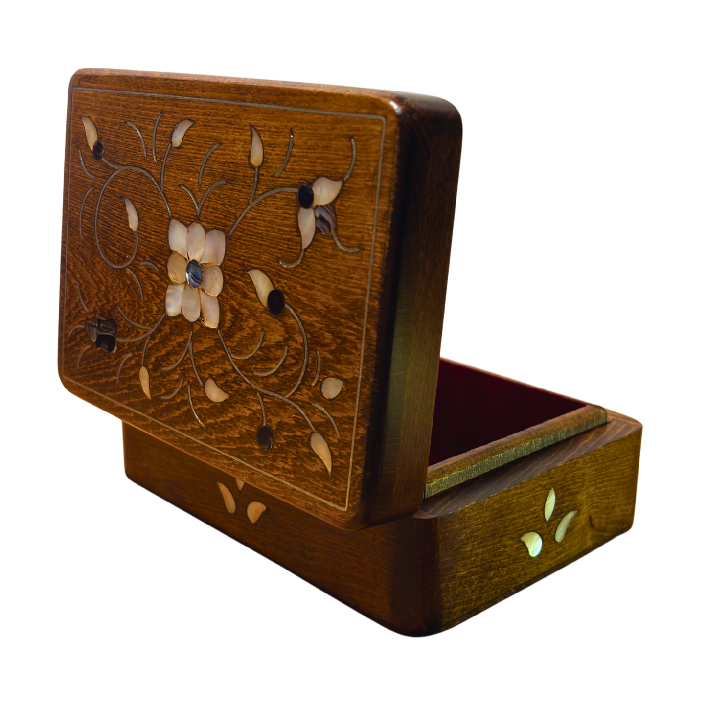 Handgefertigte Luxusbox aus Damaskus – Perlmutt & Samteleganz