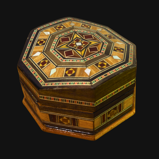 Scatola in Mosaico Artigianale di Damasco – Arte Tradizionale & Velluto