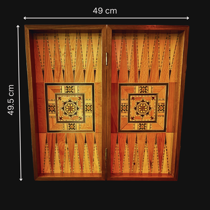 Gaby Al Dayeh Tarafından El Yapımı Şam İşlemeli Tavla ve Satranç Masası – Sedef Kakmalı Klasik Mozaik Tasarım