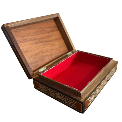 Scatola vintage damascata degli anni ’70, design cammello, scatola artigianale siriana per ricordi