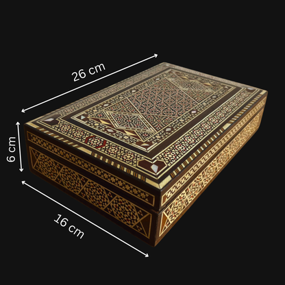 Vintage 1970 Damasceense Sieradendoos – Handgemaakt Houten Juweel