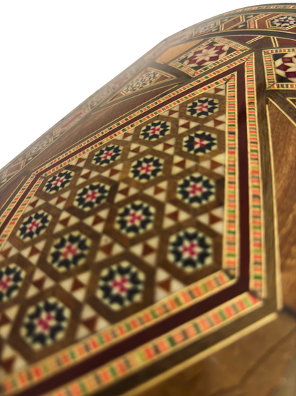 Vintage 1970 Damascene Mosaic Box – Multilevel with Lock and Key | One-of-a-Kind