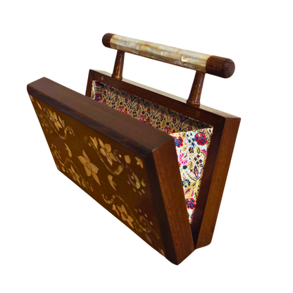 Sham – Lüks Şam El Çantası, Çiçek Motifli Sedef İşleme ve Brokar Astar