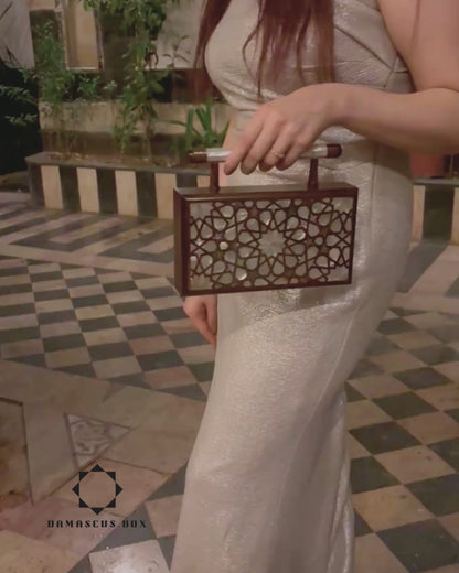 La Stella Celeste – Pochette Damaschina in Noce con Madreperla Intarsiata